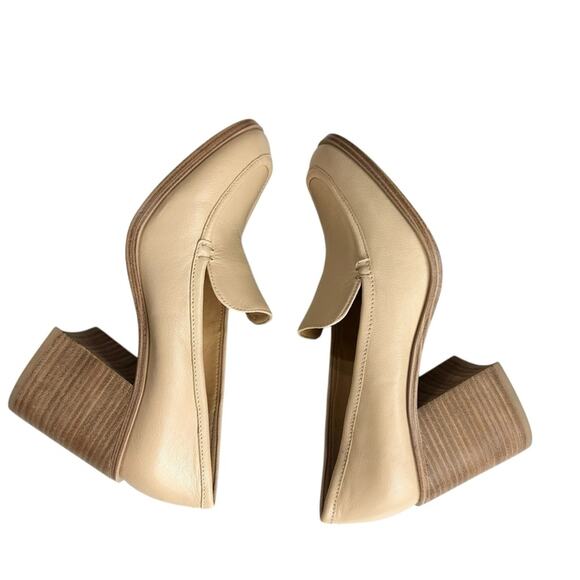 Crown Vintage Caitlun Pump Leather Cream Block Heel Loafers Size 10 Preppy - Picture 12 of 15